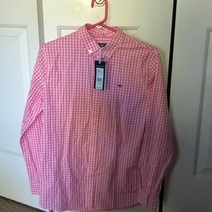 Vineyard Vines NWT Boys XL gingham pink shirt